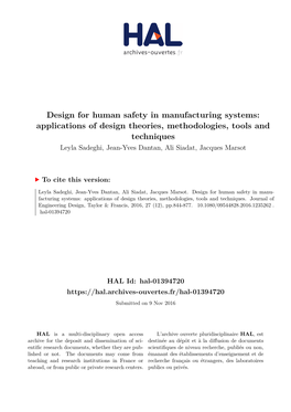 Design for Human Safety in Manufacturing Systems