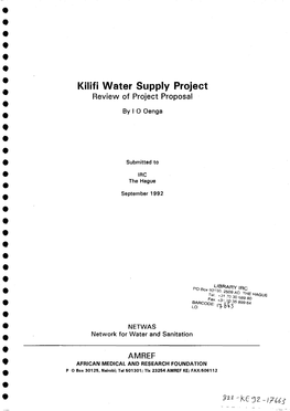 Kilifi Water Supply Project Review of Project Proposal