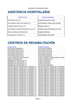 Asistencia Hospitalaria Centros De Rehabilitación