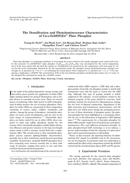 The Densification and Photoluminescence Characteristics of Ca-Α-Sialon:Eu2+ Plate Phosphor
