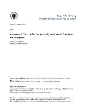 Abenomics' Effect on Gender Inequality in Japanese Society And