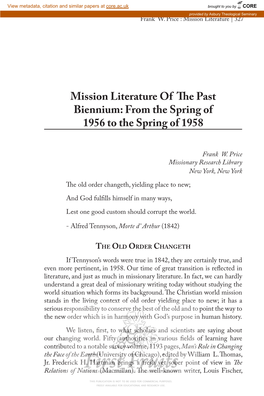Mission Literature of the Past Biennium