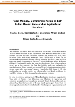 Food, Memory, Community: Kerala As Both 'Indian Ocean'