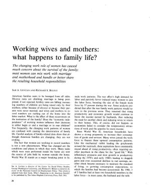 Working Wives and Mothers: What Happens to Family Life?