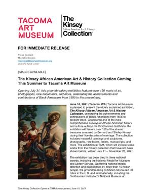 FOR IMMEDIATE RELEASE the Kinsey African American Art