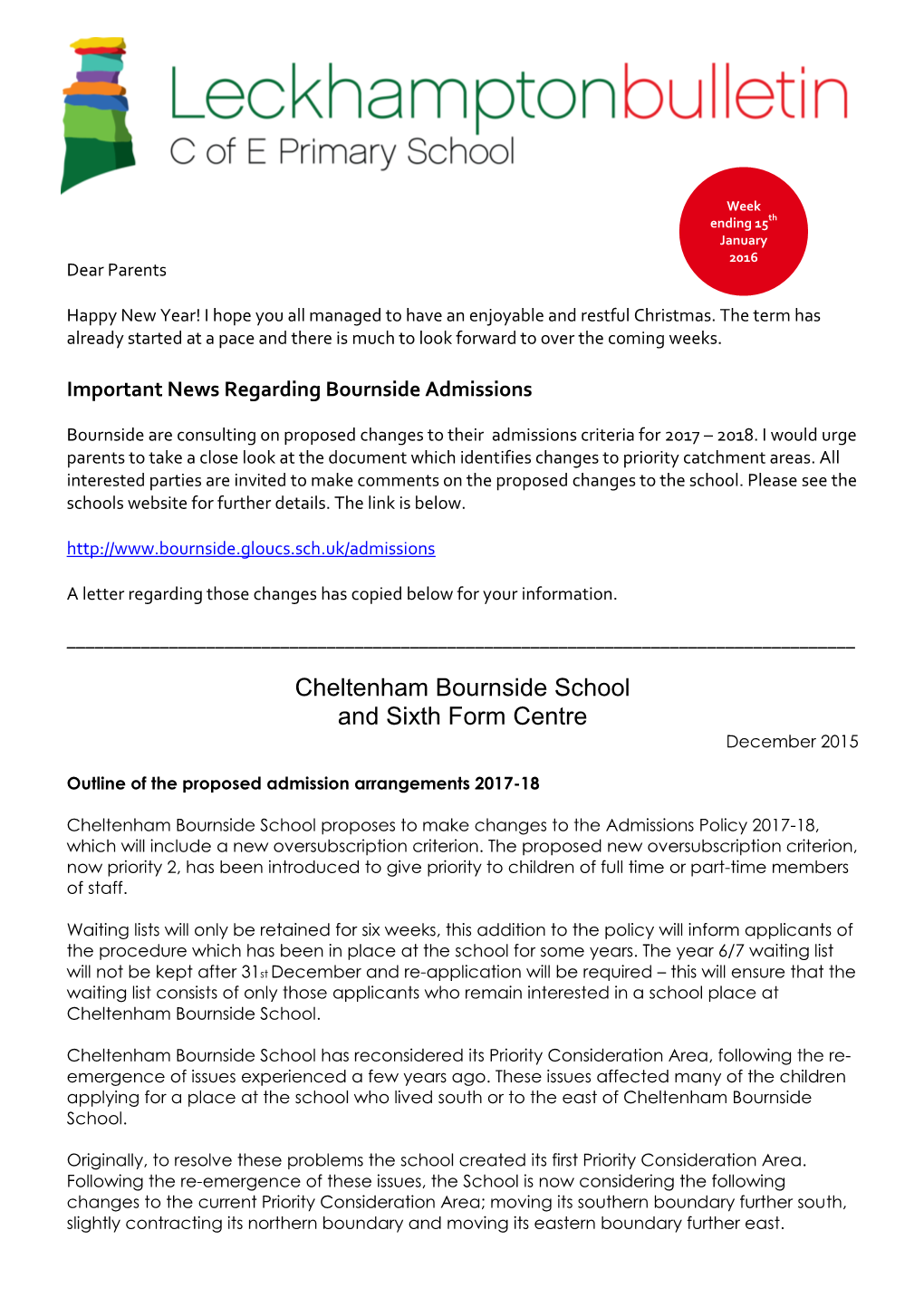 Cheltenham Bournside School and Sixth Form Centre December 2015