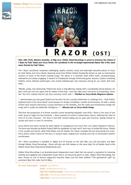 I Razor (OST) Ohio, USA; Perth, Western Australia; 16 May 2013
