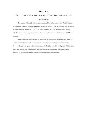 Evaluation of Vrml for Modeling Virtual Worlds