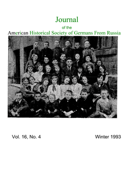 Journal of the American Historical Society of Germans from Russia