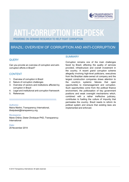Brazil: Overview of Corruption and Anti-Corruption