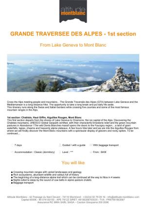 GRANDE TRAVERSEE DES ALPES - 1St Section