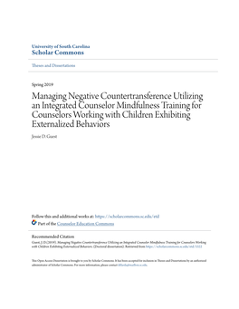 Managing Negative Countertransference Utilizing an Integrated Counselor Mindfulness Training for Counselors Working with Childre