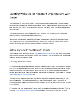 Creating Websites for Nonprofit Organizations with Jimdo