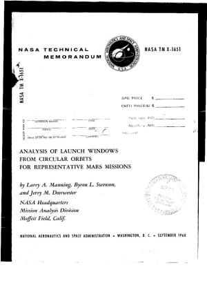 Analysis of Launch Windows for Representative Mars