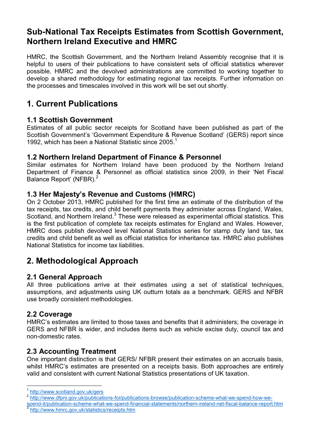 Comparison of Sub-National Tax Receipts Estimates from Scottish Government and HMRC