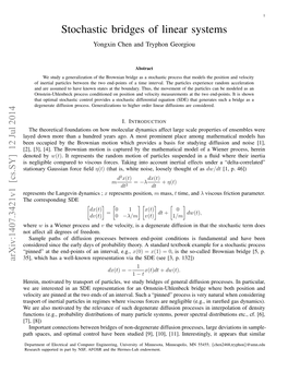 Stochastic Bridges of Linear Systems Yongxin Chen and Tryphon Georgiou