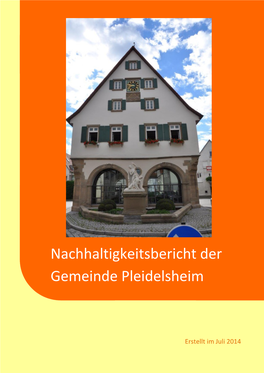 Nachhaltigkeitsbericht Der Gemeinde Pleidelsheim