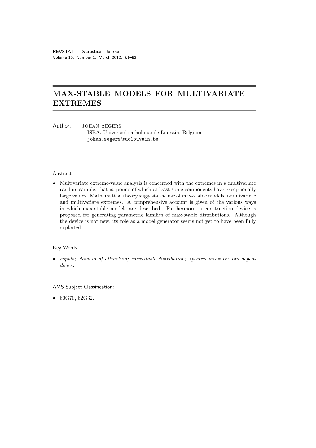 Max-Stable Models for Multivariate Extremes