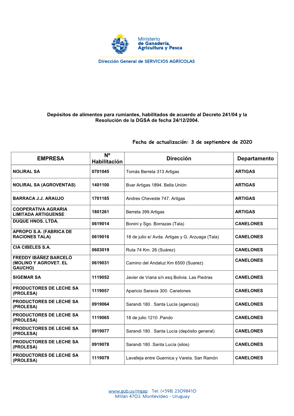 Depositos Habilitados Para Rumiantes