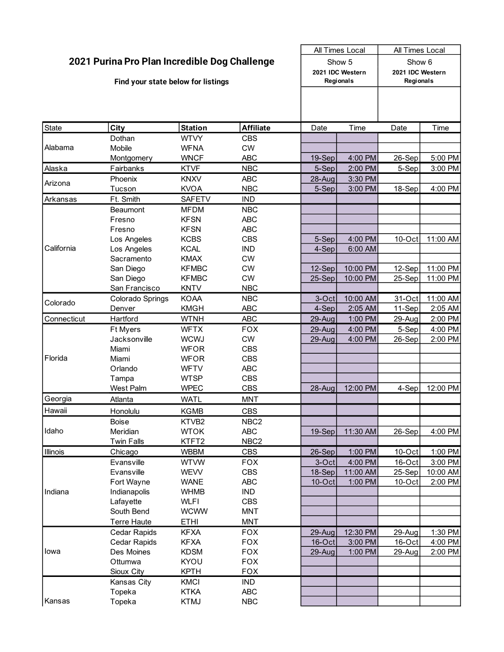 2021 Purina Pro Plan Incredible Dog Challenge Show 5 Show 6 2021 IDC Western 2021 IDC Western Find Your State Below for Listings Regionals Regionals