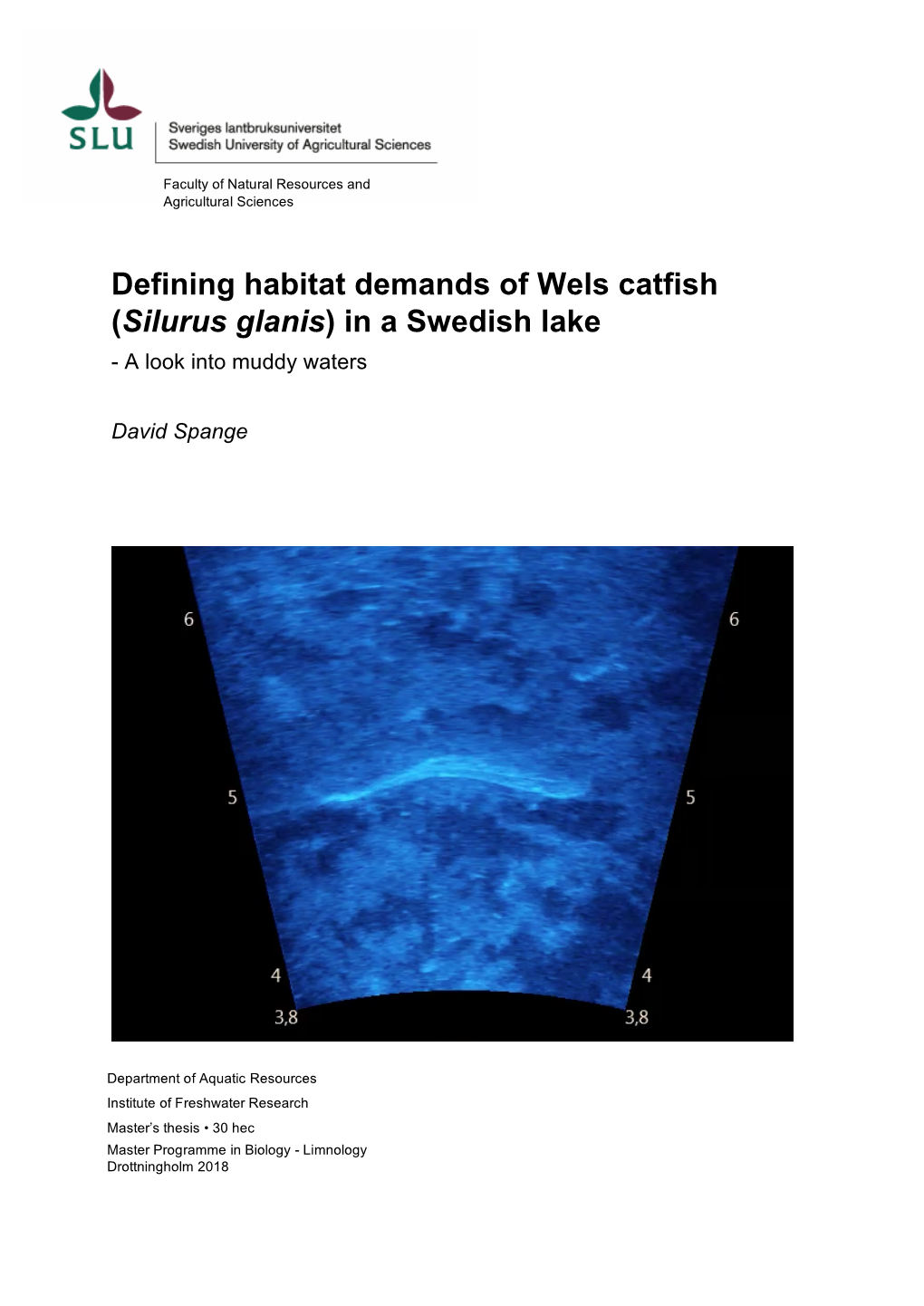 Defining Habitat Demands of Wels Catfish (Silurus Glanis) in a Swedish Lake - a Look Into Muddy Waters