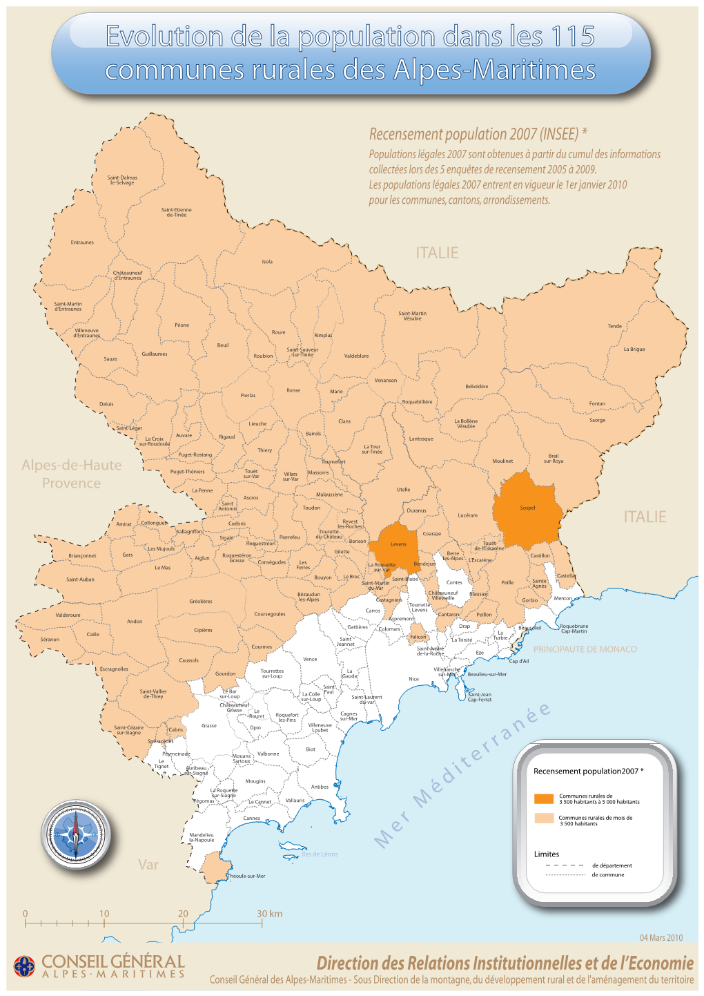 Evolution De La Population Dans Les 115 Communes Rurales Des Alpes-Maritimes