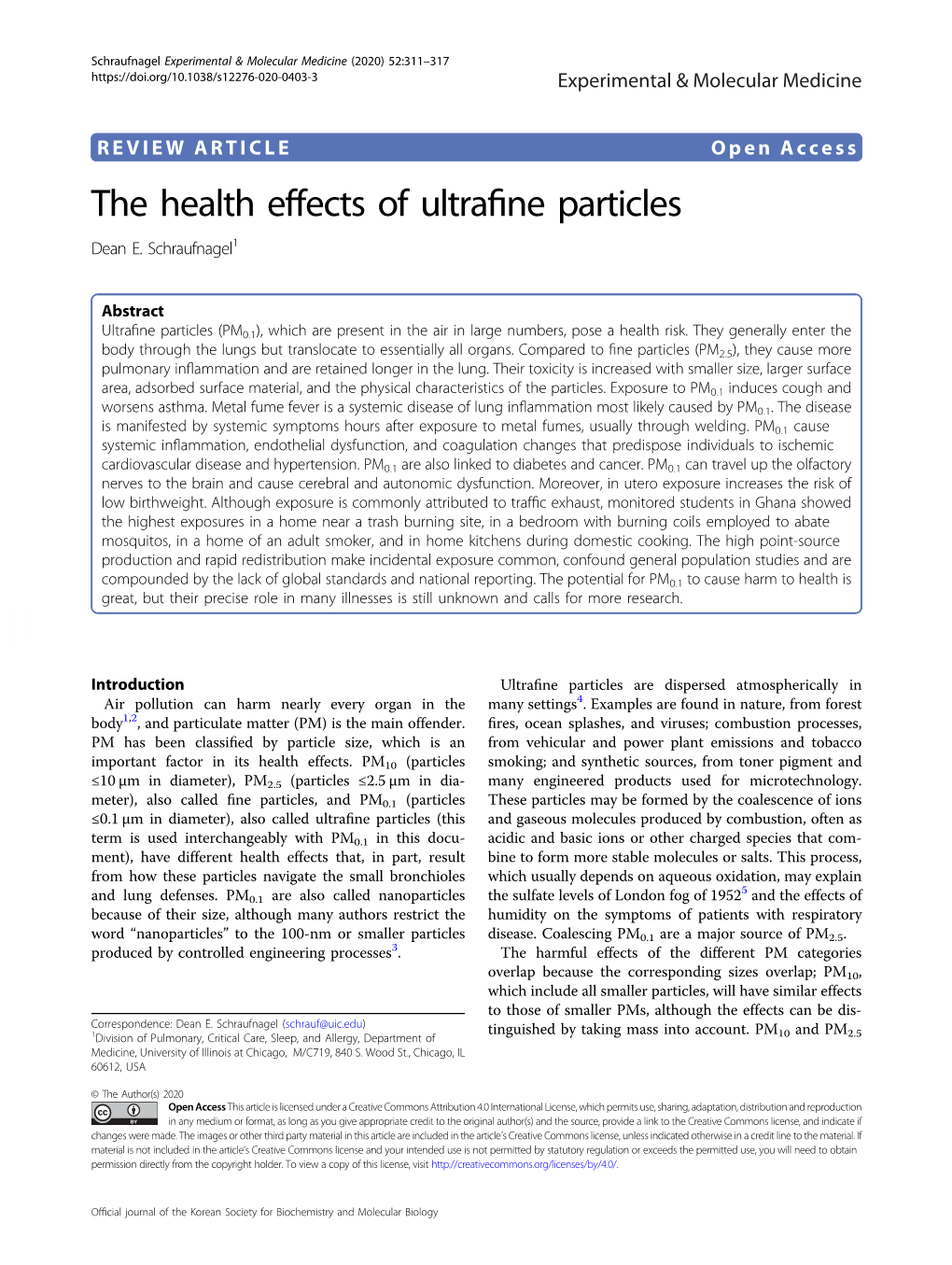 The Health Effects of Ultrafine Particles