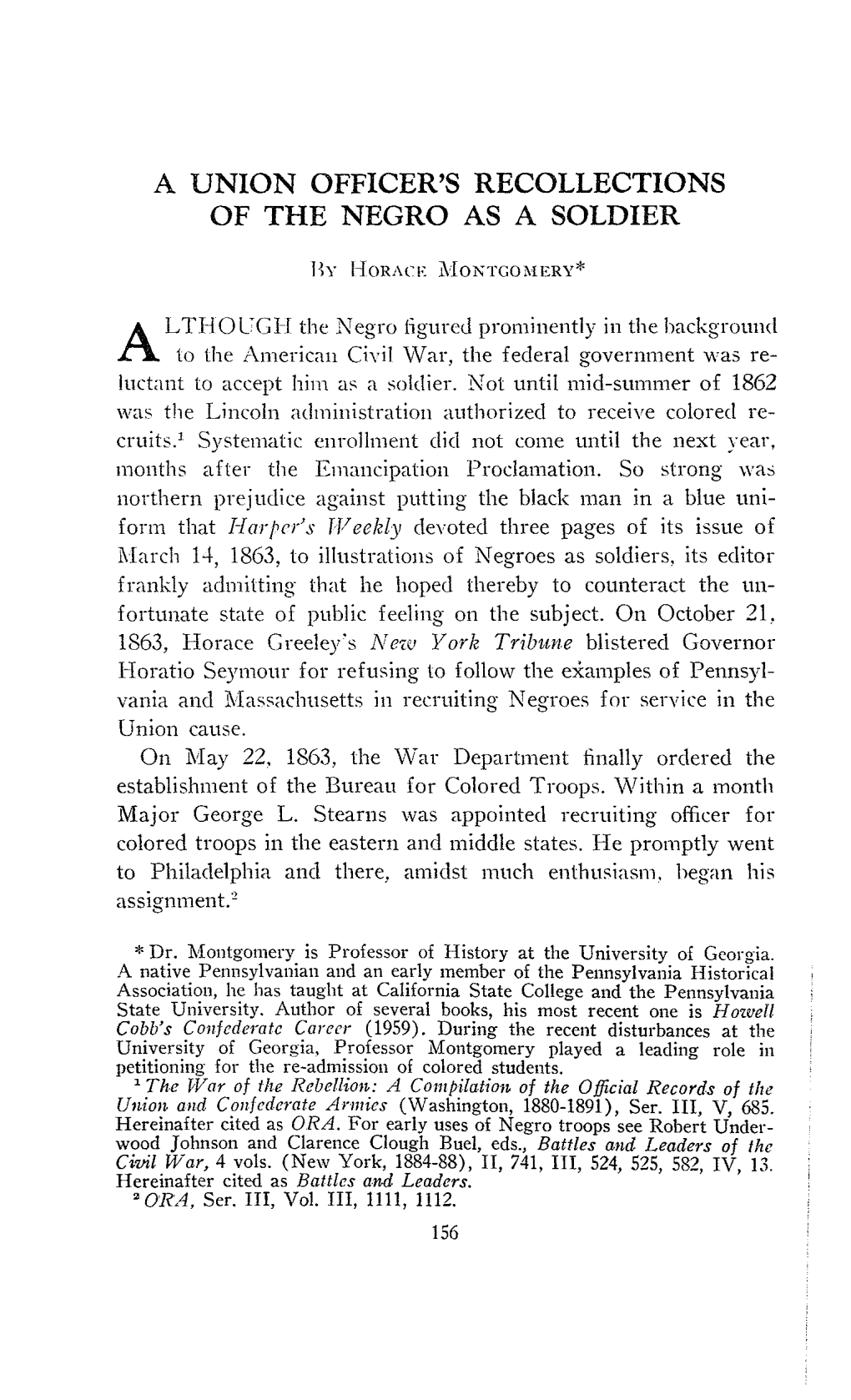 A Union Officer's Recollections of the Negro As a Soldier