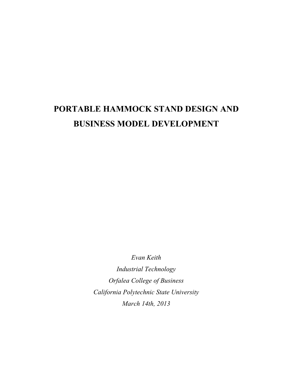 Portable Hammock Stand Design and Business Model Development