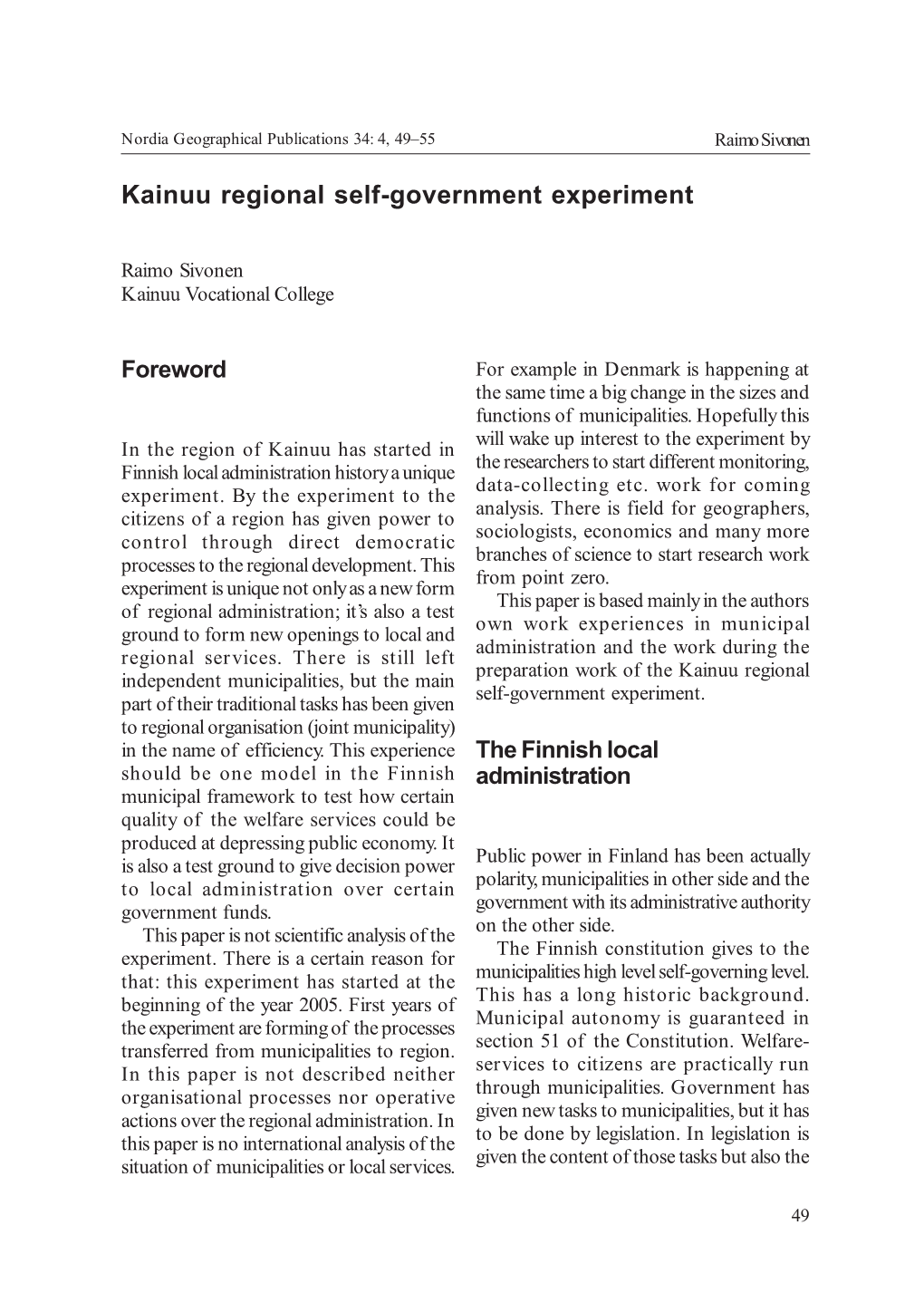 Kainuu Regional Self-Government Experiment