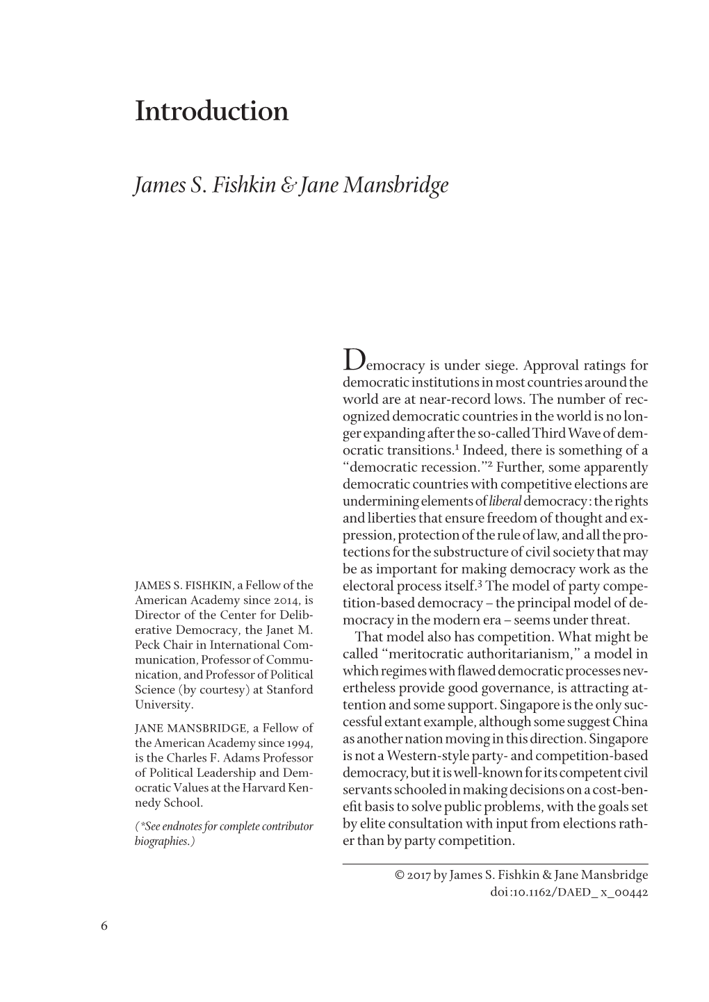 Introduction James S. Fishkin & Jane Mansbridge