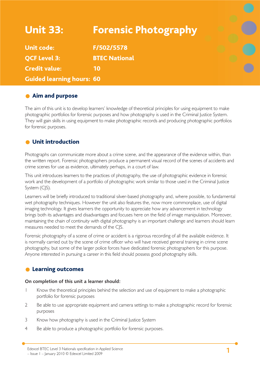 Unit 33: Forensic Photography