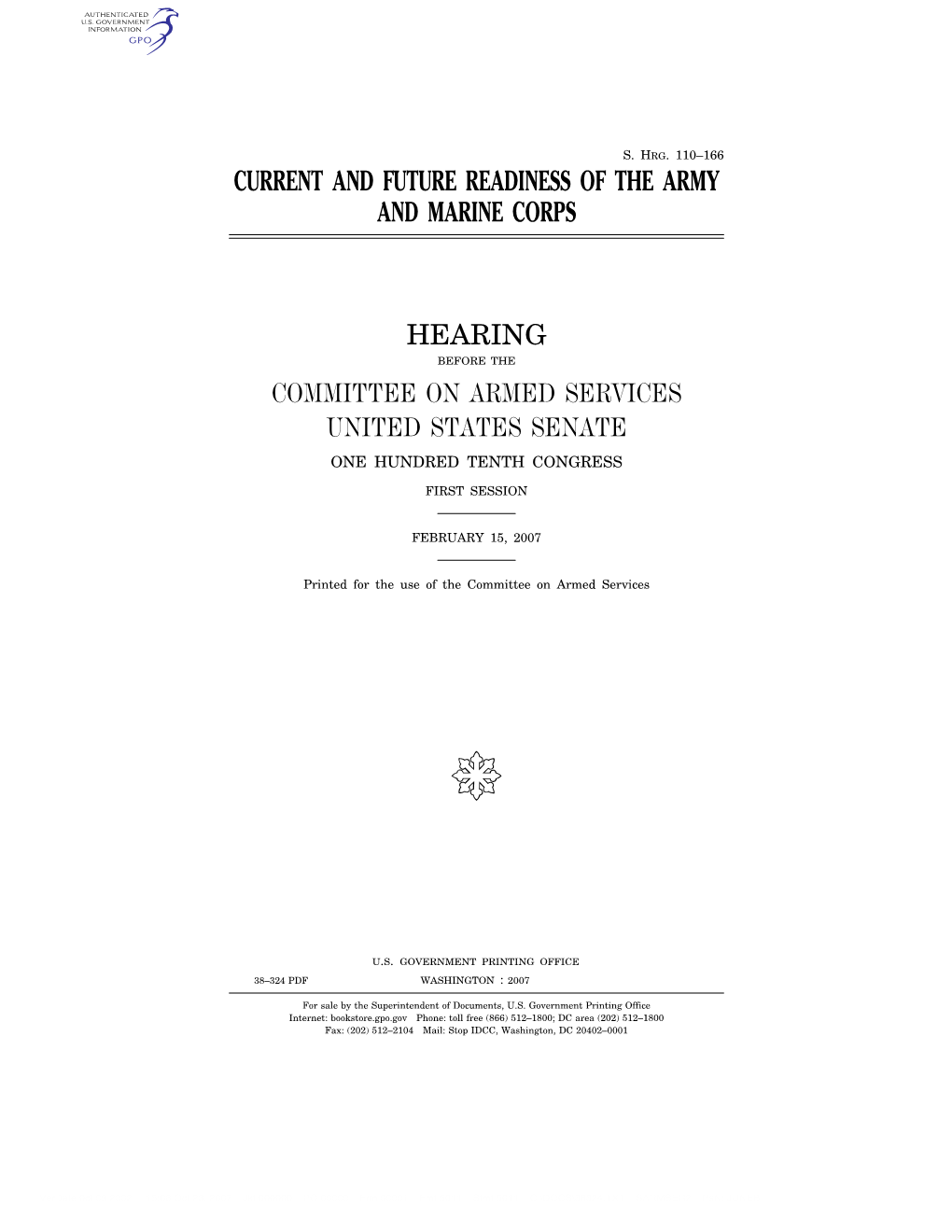 Current and Future Readiness of the Army and Marine Corps
