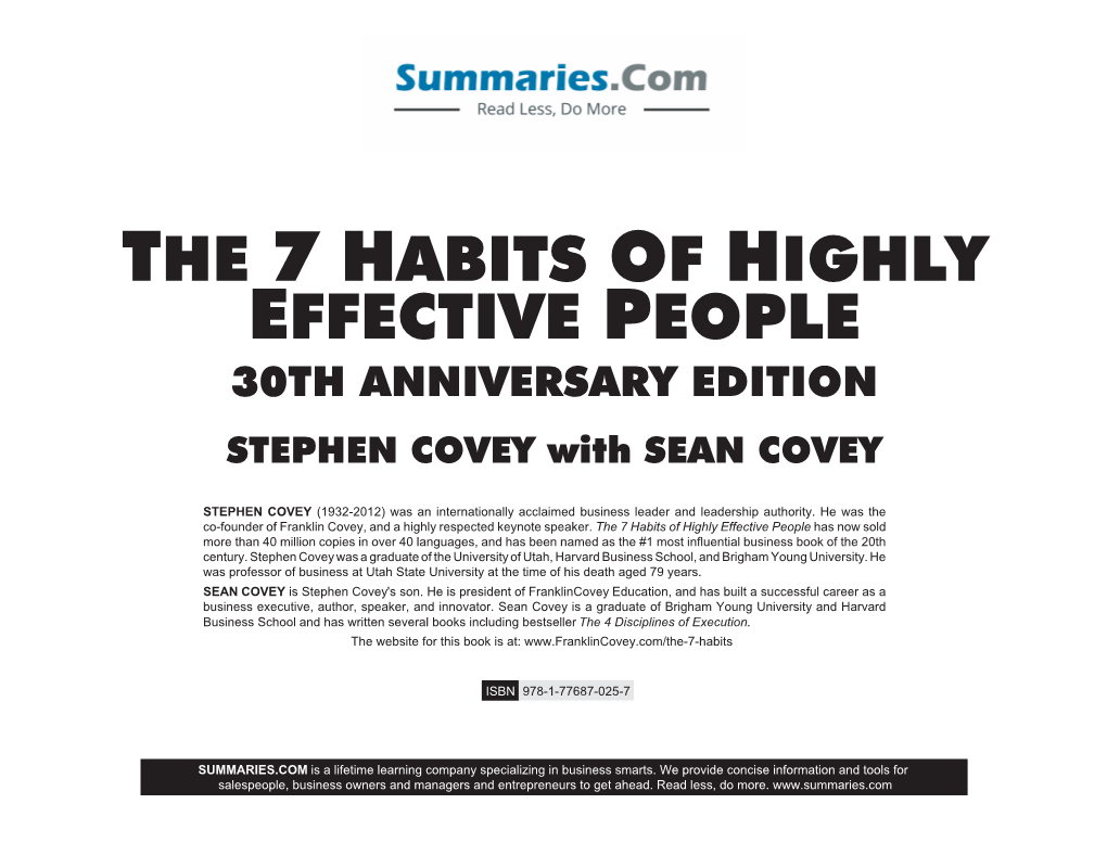 The 7 Habits of Highly Effective People