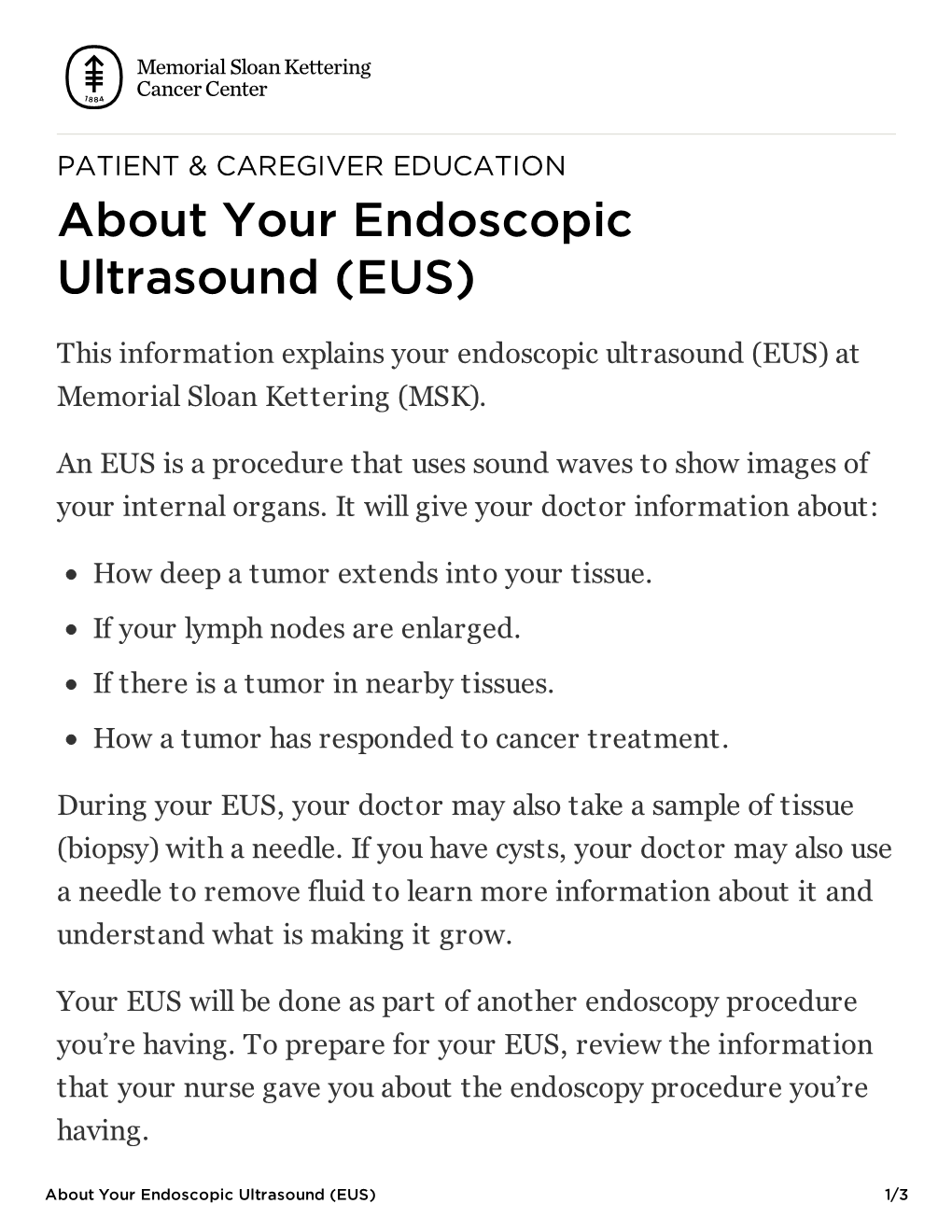 About Your Endoscopic Ultrasound (EUS)