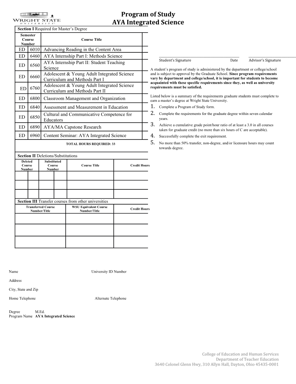 Program of Study s1