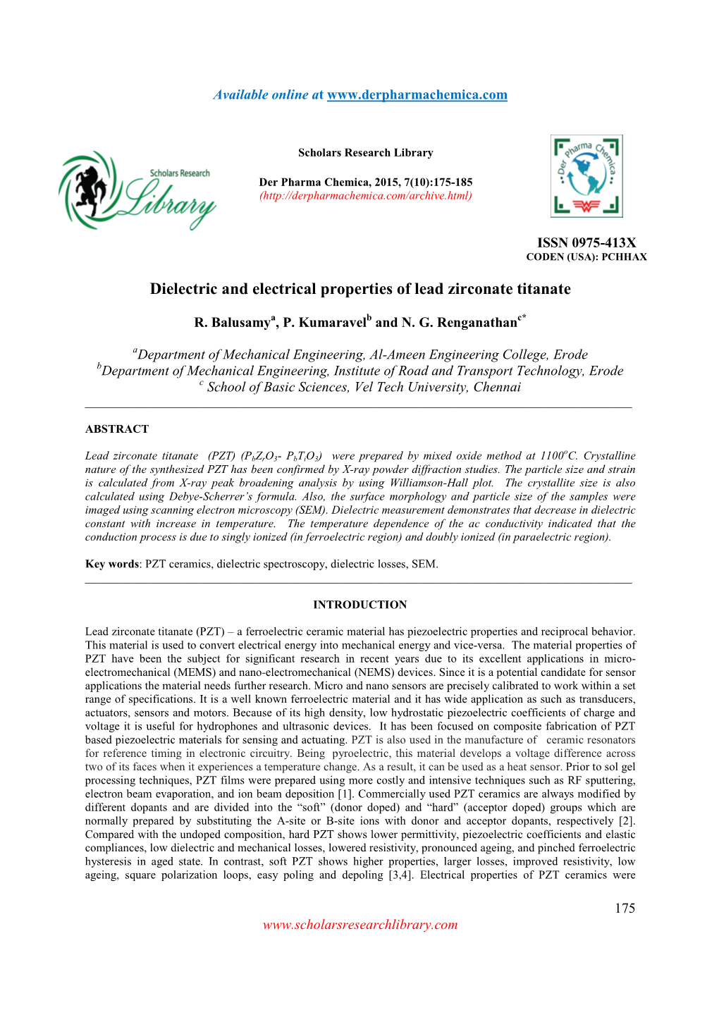 Dielectric and Electrical Properties of Lead Zirconate Titanate