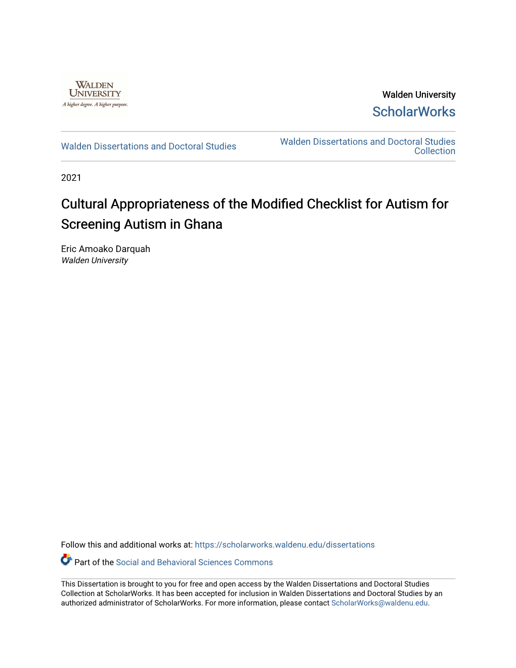 Cultural Appropriateness of the Modified Checklist for Autism for Screening Autism In
