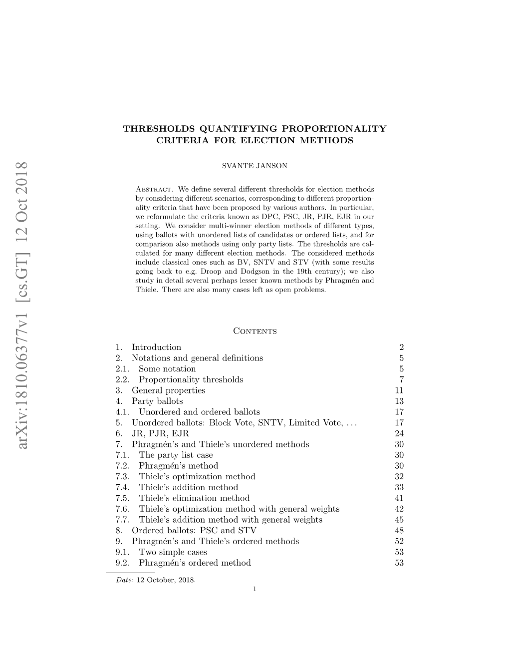 Thresholds Quantifying Proportionality Criteria for Election Methods