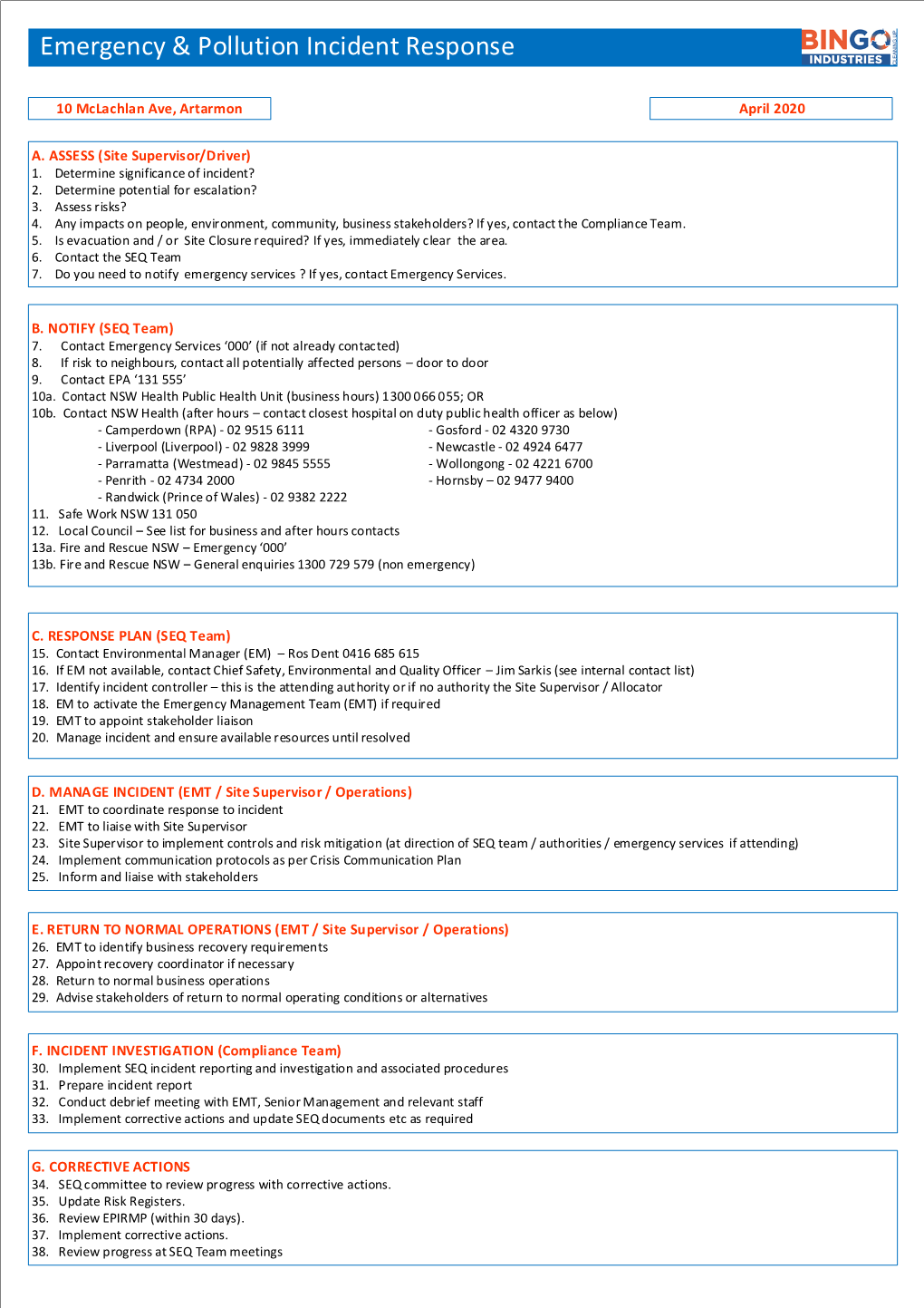 Emergency & Pollution Incident Response