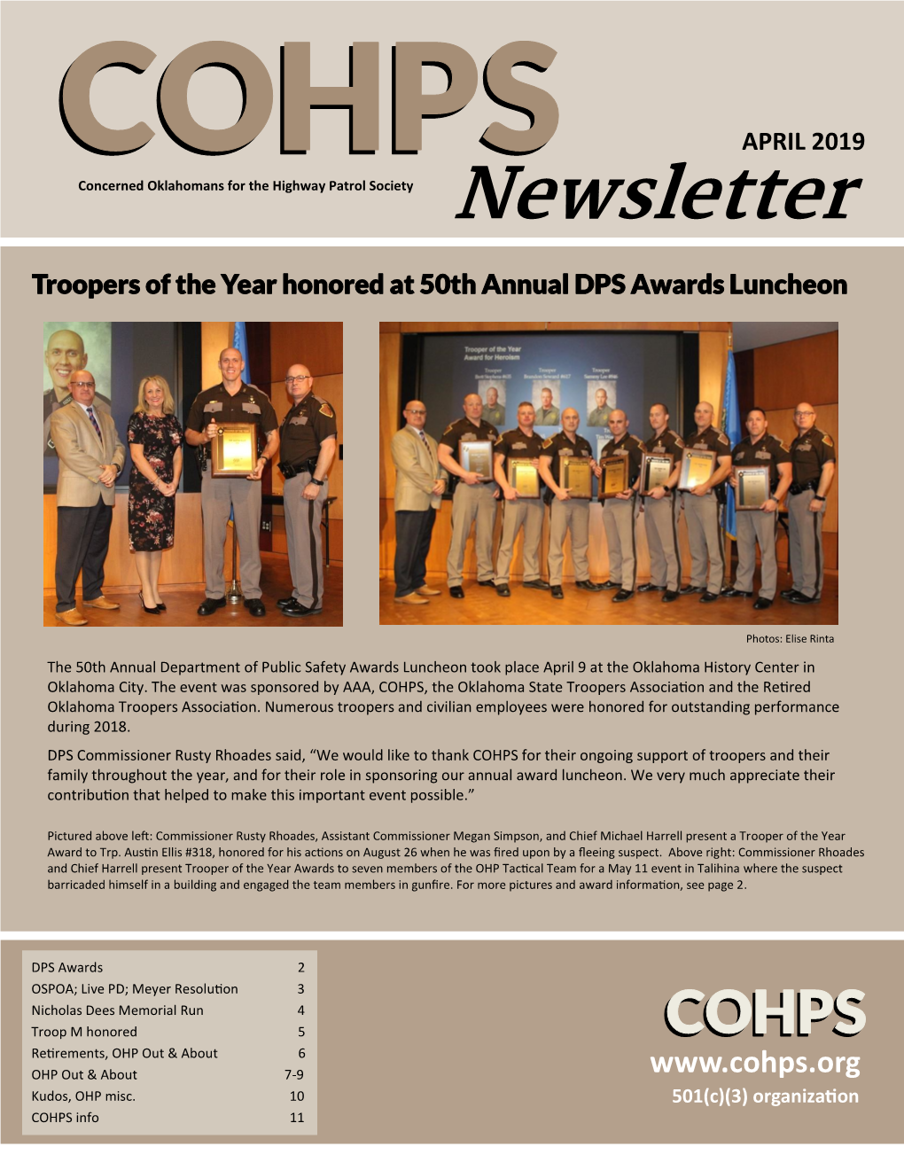 APRIL 2019 Concerned Oklahomans for the Highway Patrol Society Newsletter