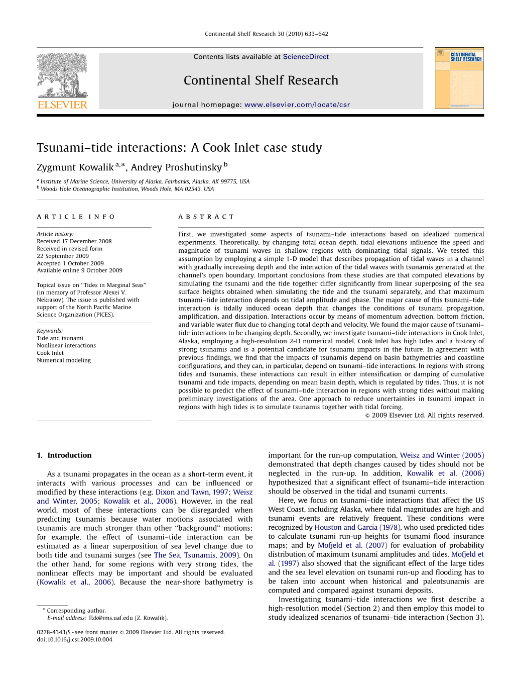 Tsunami–Tide Interactions a Cook Inlet Case Study