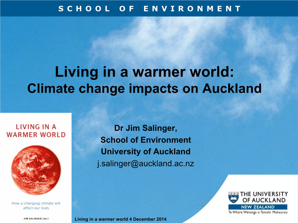 Living in a Warmer World: Climate Change Impacts on Auckland