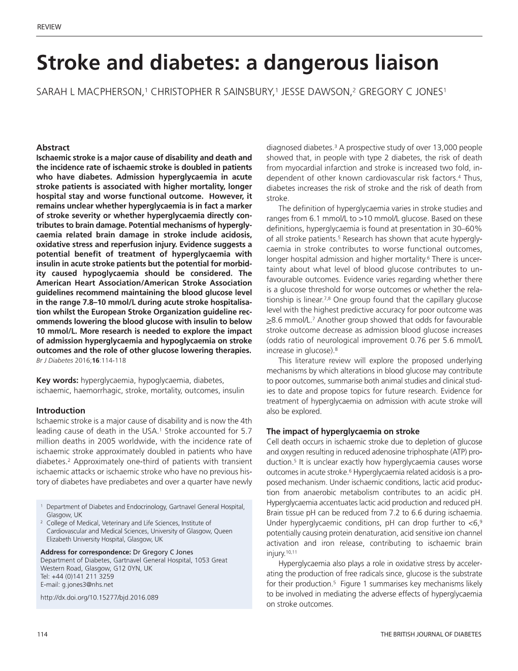 Stroke and Diabetes: a Dangerous Liaison