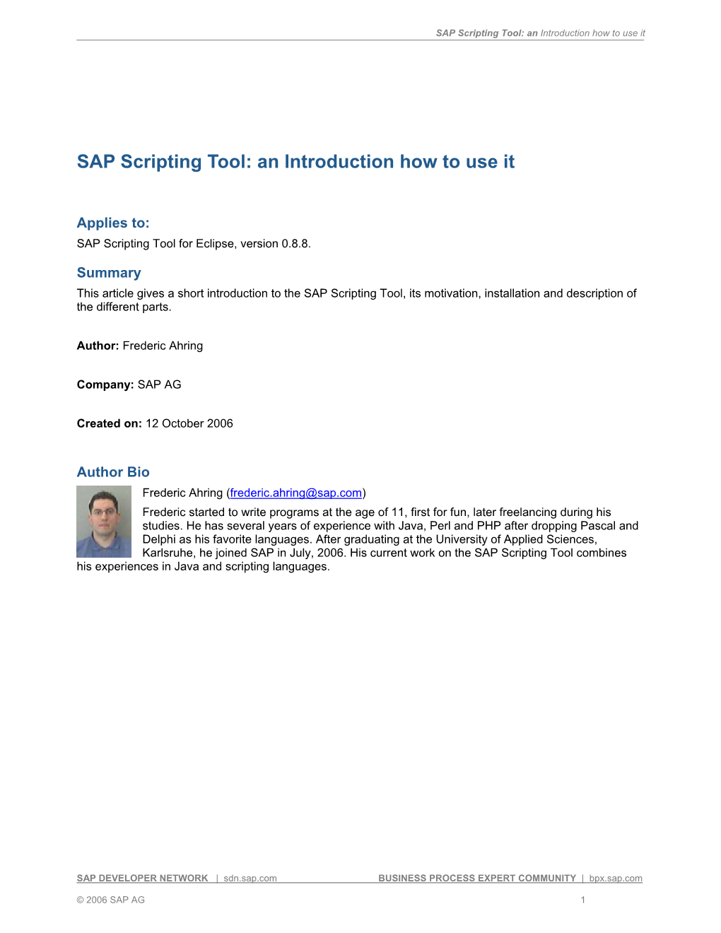 SAP Scripting Tool: an Introduction How to Use It