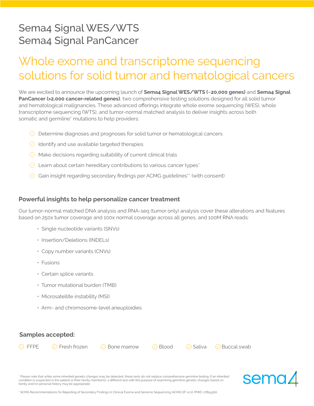 Whole Exome and Transcriptome Sequencing Solutions for Solid Tumor and Hematological Cancers