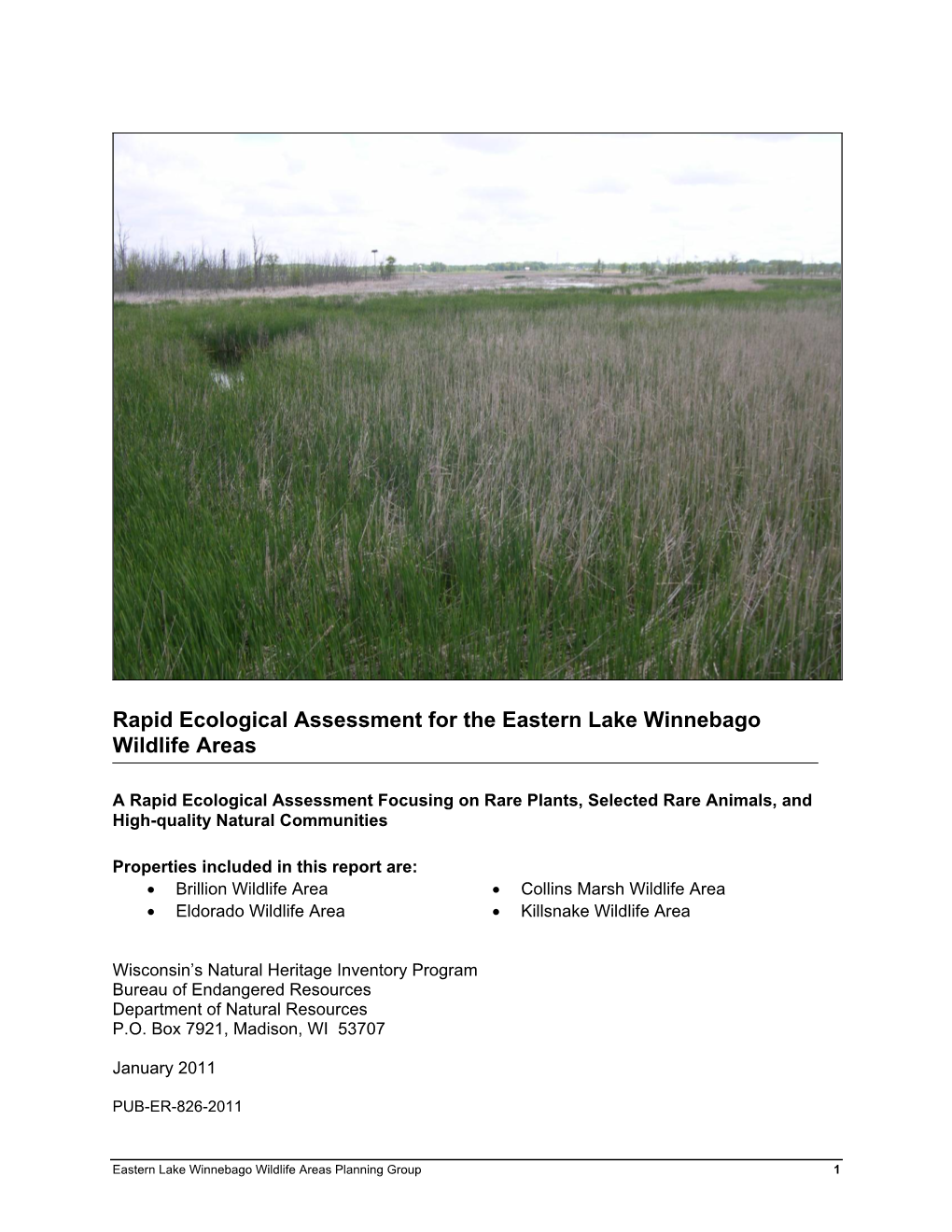 Rapid Ecological Assessment for the Eastern Lake Winnebago Wildlife Areas