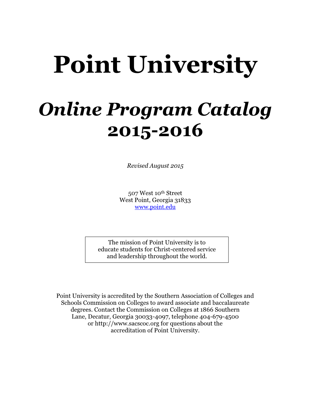 Online Program Catalog 2015-2016
