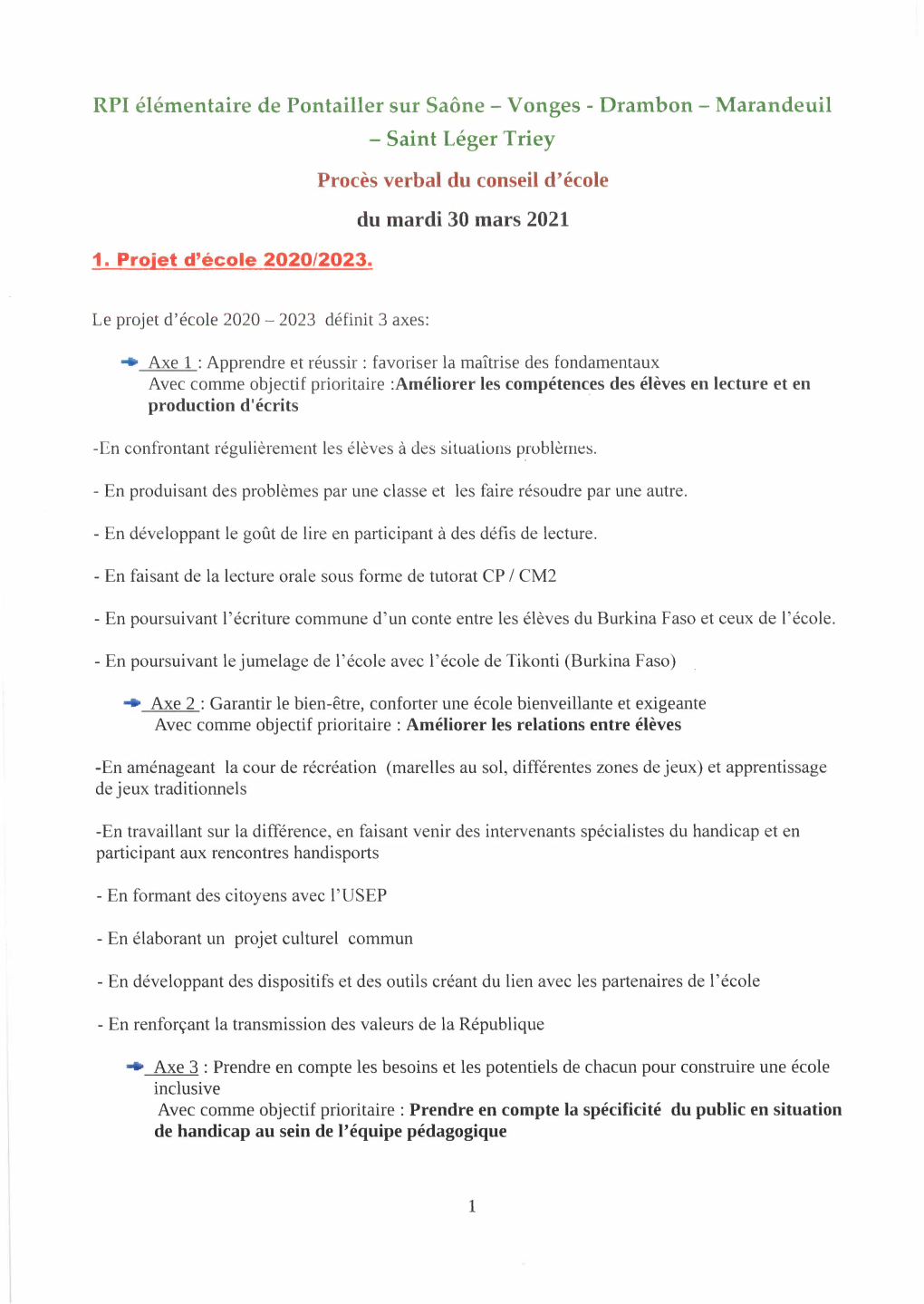 RPI Élémentaire De Pontailler Sur Saône - Vonges - Drambon - Marandeuil - Saint Léger Triey