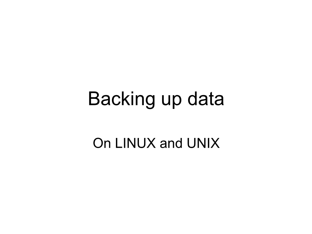 Backing up Data